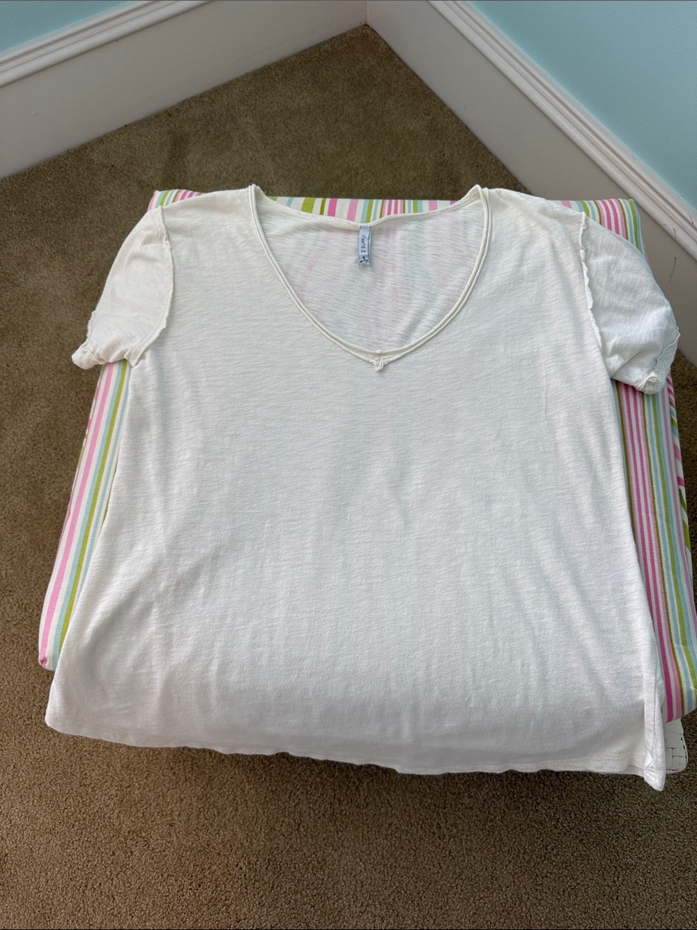 Women’s Z Supply Cream V-Neck Short Sleeve Tee Shirt  size small 💯% cotton